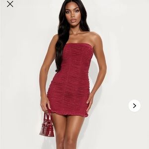 Strapless Red Sparkling Dress